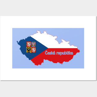 Czech republic flag & map Posters and Art